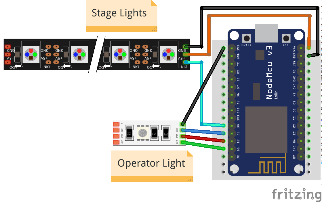 connection of a WS2812 strip